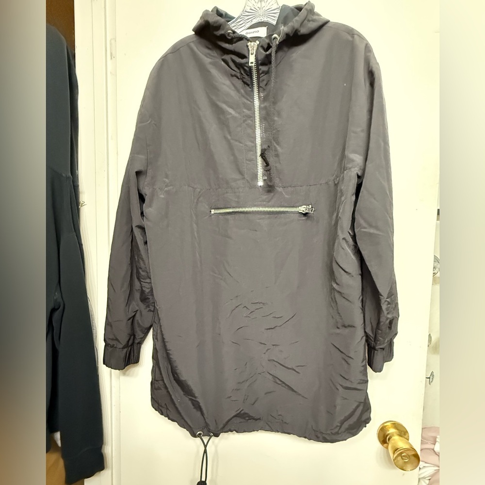 Guizio Black Hooded Anorak Pullover Jacket